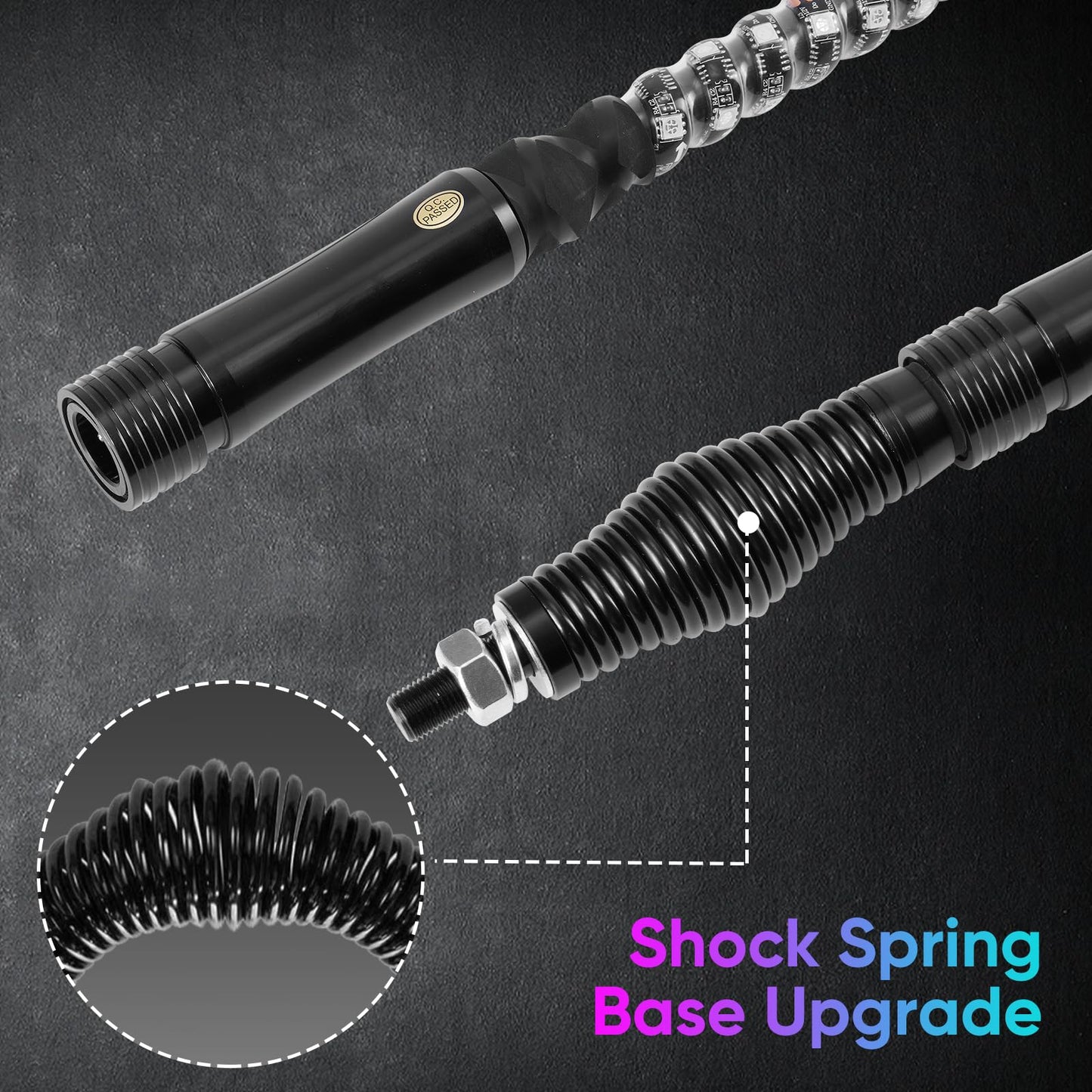 Blogole 4FT Whip Light and Rock Light Combo Kit with Spring Base, Switch, App Control, Universal for UTV/ATV/RZR/SxS/Can-am, 2 Pack