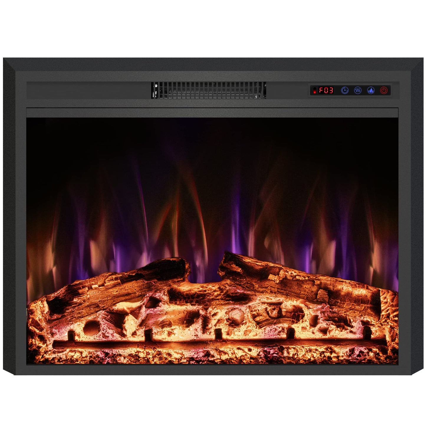 Rodalflame 28" Width Electric Fireplace Inserts with Adjustable Flame Colors, Fireplace Heater with Touch Screen & Remote Control, Recessed in Wall, 750/1500W, Timer