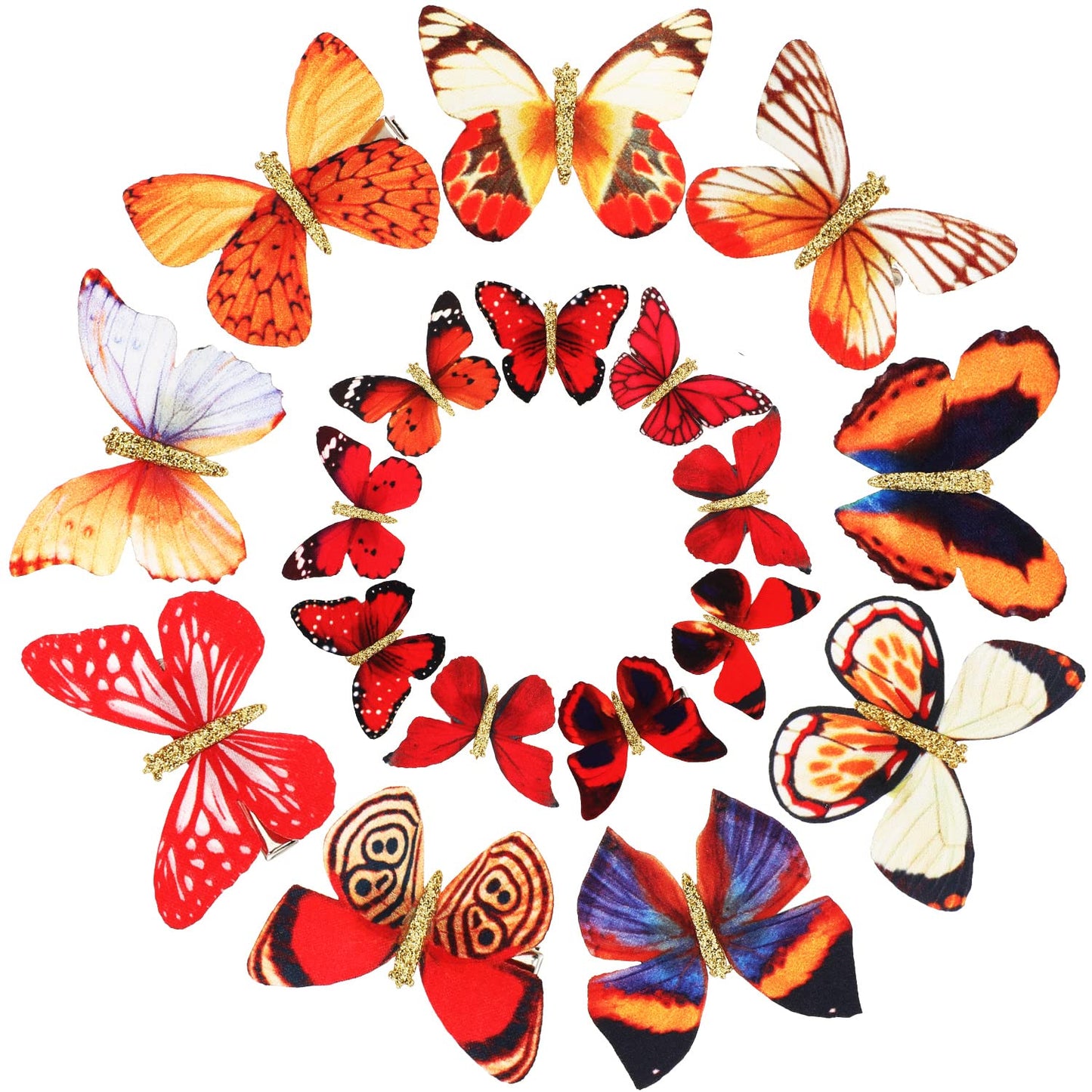 Boao 18 Pieces Glitter Butterfly Hair Clips for Girls Teens Women Hair Accessories (Bright Style)