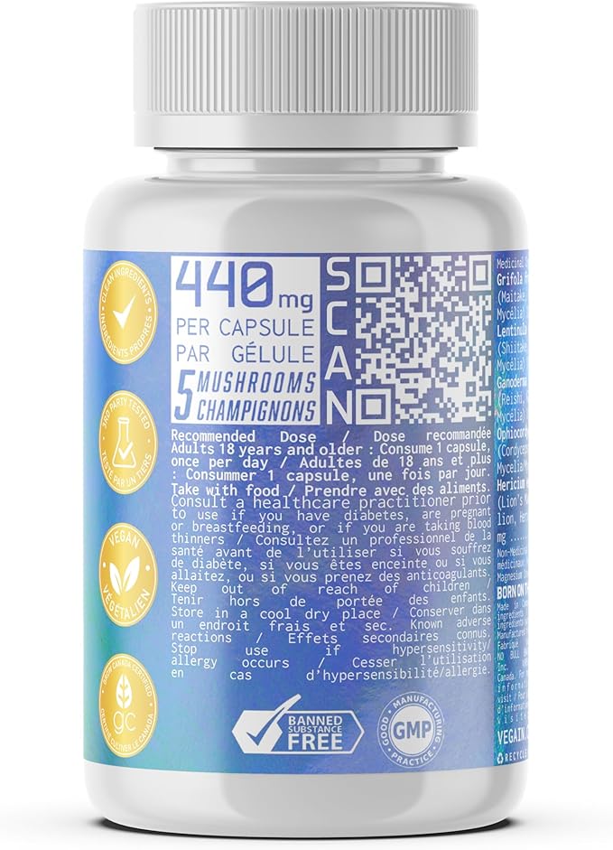 Boost Adaptogenic Mushroom Blend | 60 Servings, High Potency 25:1 Extract | Maitake, Shiitake, Reishi, Cordyceps, Lion's Mane - Supports Stress Reduction, Enhanced Endurance & Energy - 60 Vegan Caps