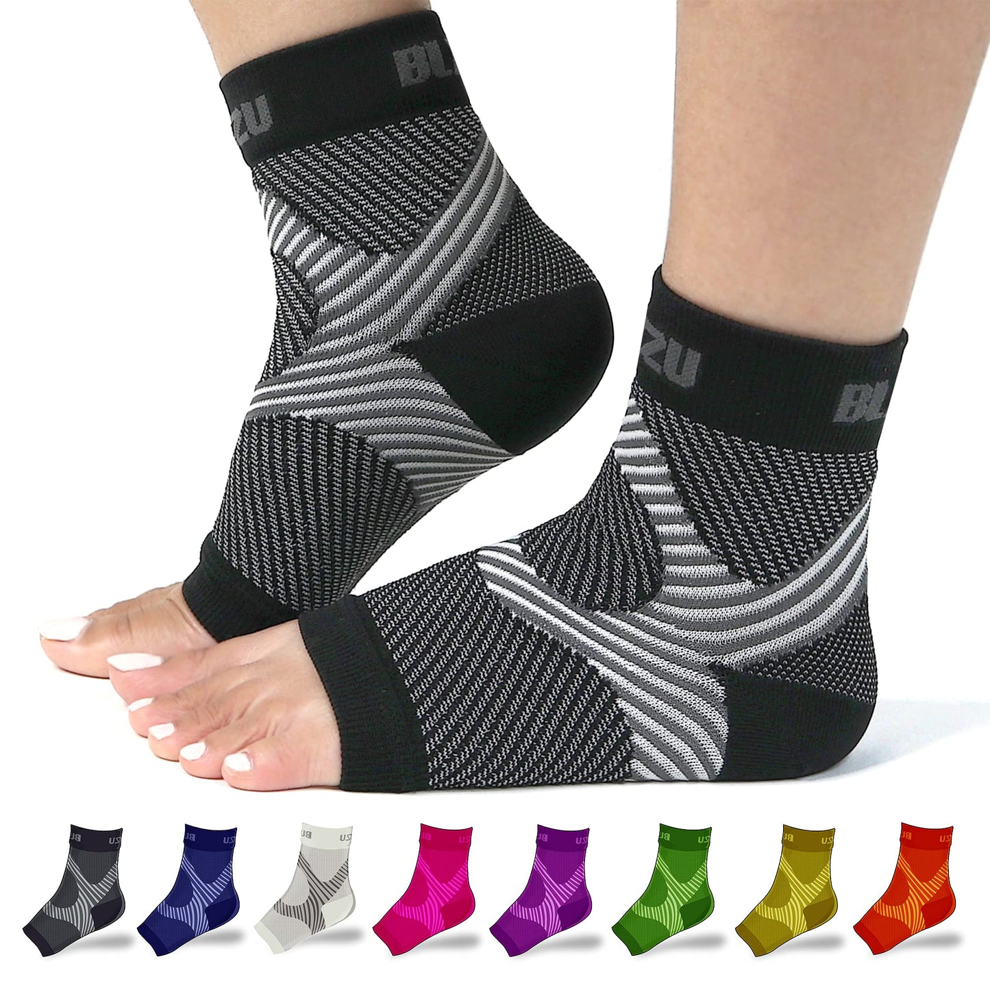 BLITZU Foot Compression Sleeve Plantar Fasciitis Relief Plantar Fasciitis Socks Women Ankle Sleeve Support Foot Support for Pain Plantar Fasciitis Compression Socks Black XXL