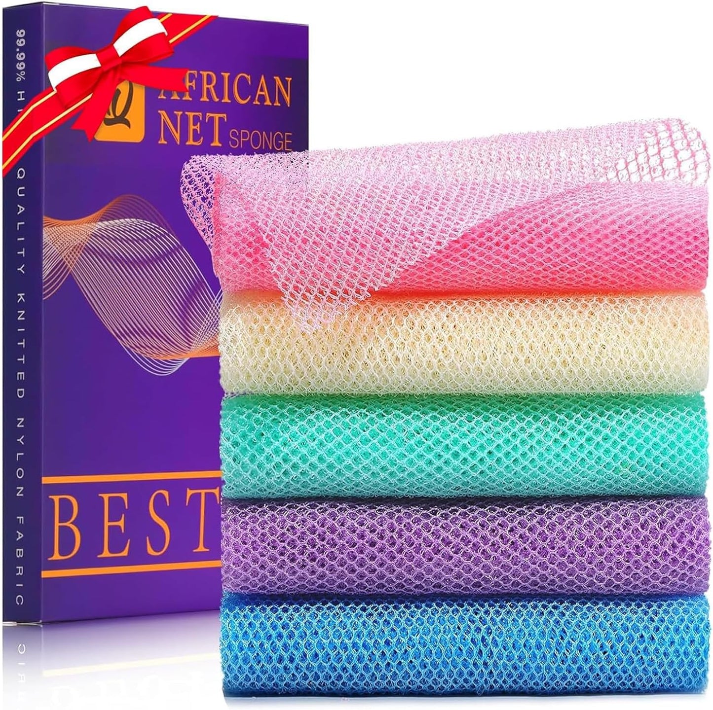 3-Piece African Exfoliating Net Bath Sponge Set | Skin Smoother | Daily Use