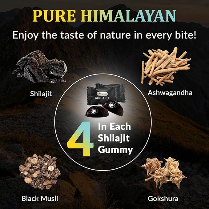 Best Naturtals Pure Himalayan Shilajit Gummies - 60 ct - Made with Ashwagandha, Black Musli, and Gokshura