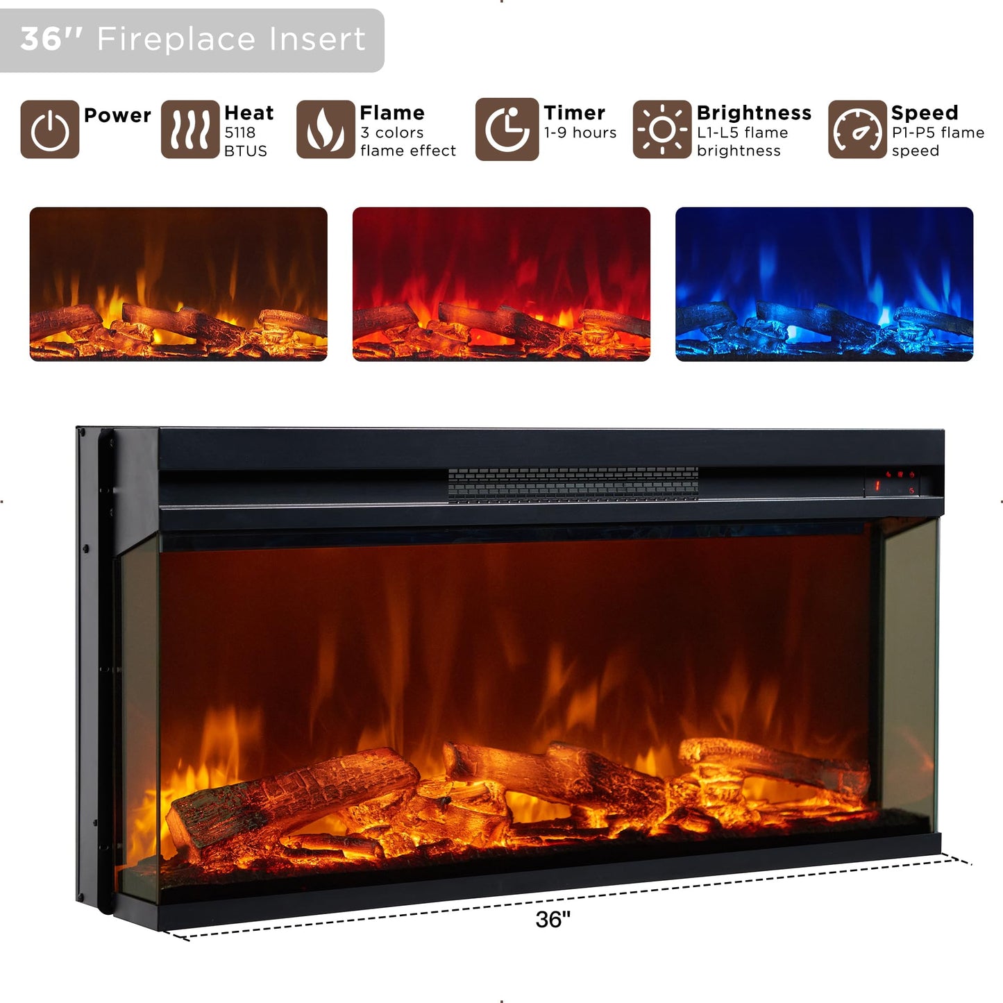 OKD 3-Sided Glass Farmhouse Fireplace TV Stand for TVs up to 80'', Highboy Entertainment Center with Glass Door Storage Cabinet, 70'' Large TV Stands with 36'' Electric Fireplace, Reclaimed Barnwood