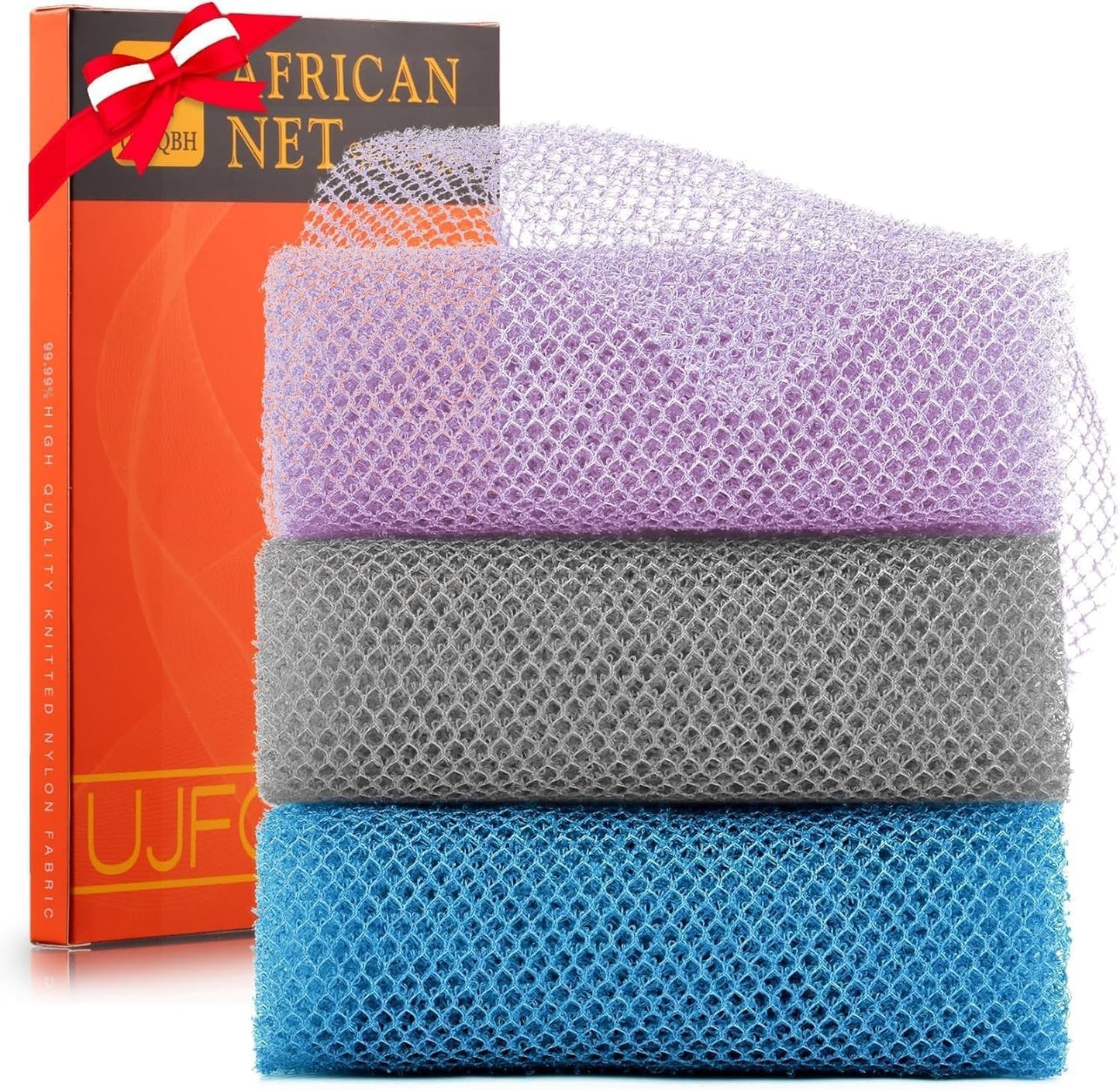 3-Piece African Exfoliating Shower Set | Bright Colors for Smooth Skin