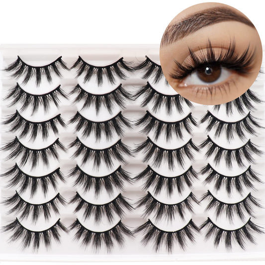 Losha Eyelashes Natural Look Faux Mink Lashes Pack Handmade Fluffy False Eyelashes 14 Pairs Eye Lashes (F45)