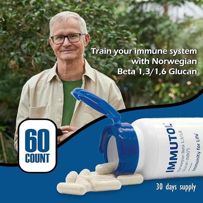 Immutol Immune Support Supplement with 750mg of Beta Glucan 1,3 1,6 - Natural Ingredients, High Potency to Boost Immunity and Overall Wellness, 60 Capsules (60)