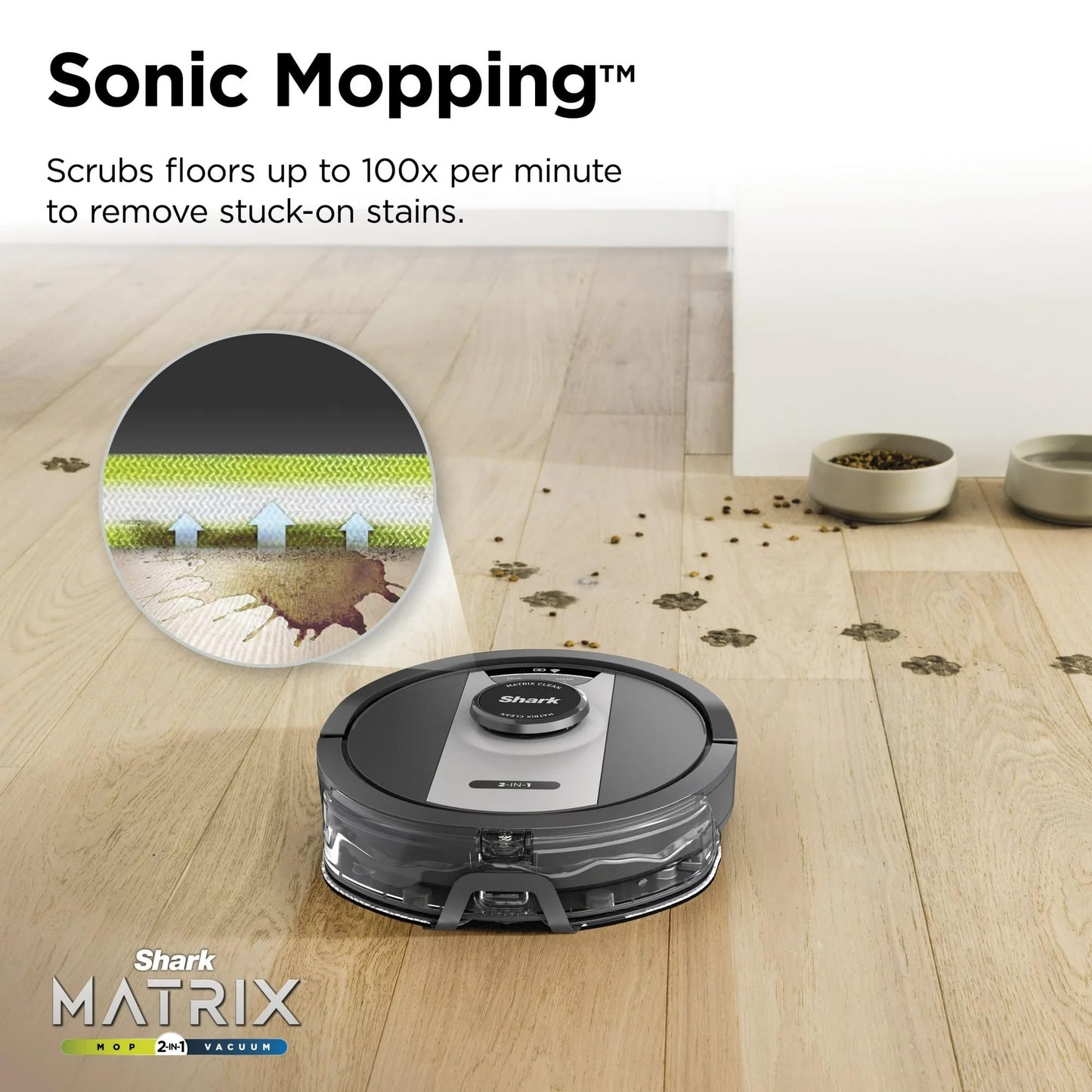 Shark RV2400WD IQ 2-in-1 Robot Vacuum & Mop with Matrix Clean & Sonic Mopping, Perfect for Pet Hair, Carpets, Hard Floors, Compatible with Alexa, Black/Silver, No Self-Empty Base (Renewed)