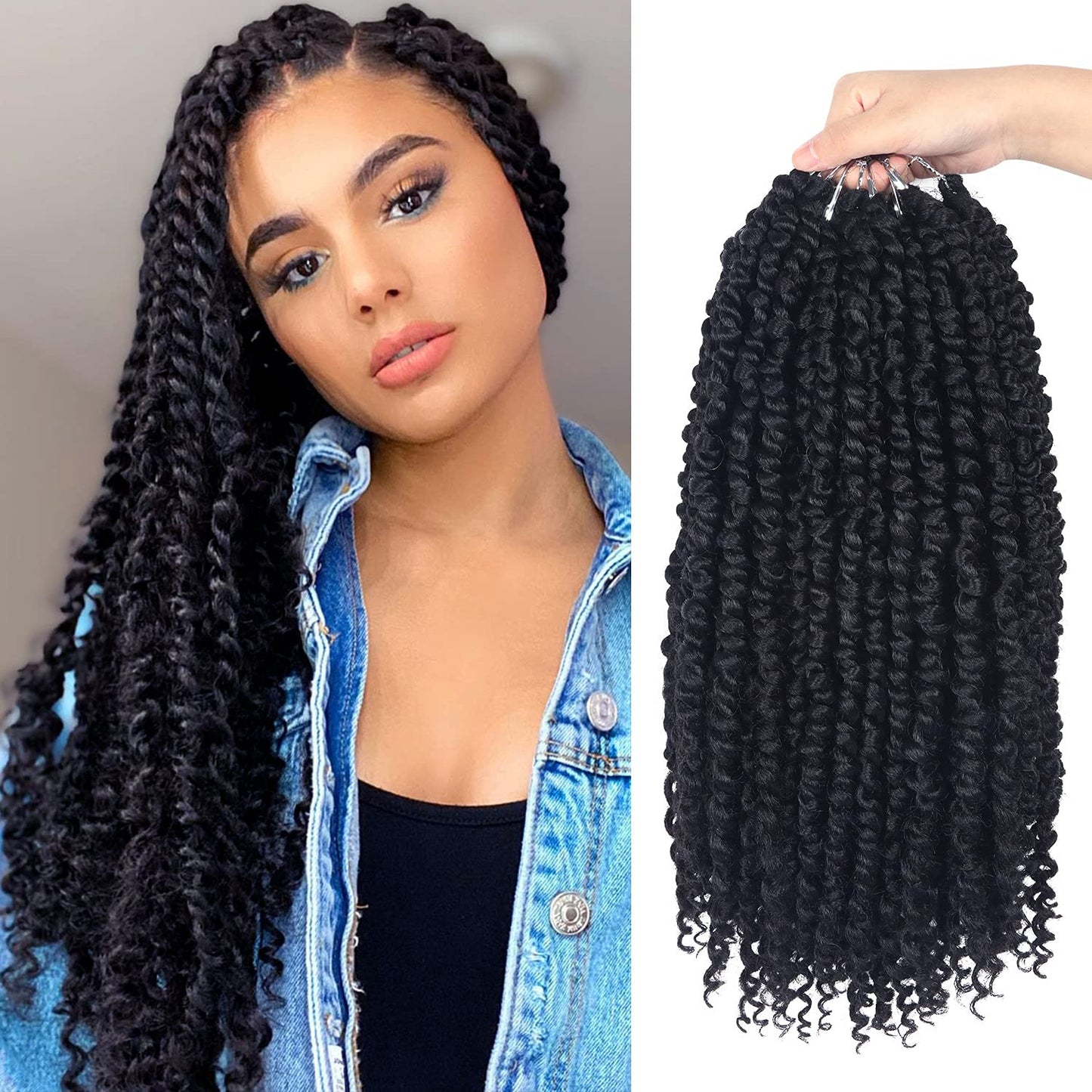 Bileaf Pretwisted Passion Twist Crochet Hair 16 Inch Passion Twist Hair Pre-Twisted, Pre Looped Ombre Passion Twist Crochet Braids Bohemian Crochet Twist Hair 8 Packs #2