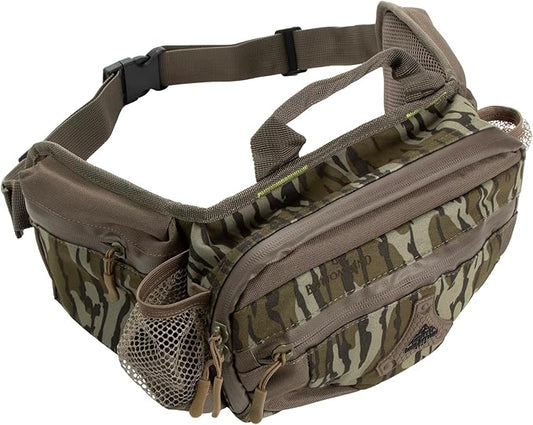 North Mountain Gear Camouflage Fanny Pack Lightweight Waterproof Military Hunting Climbing Camping Accessories (Mossy Oak Bottomland)