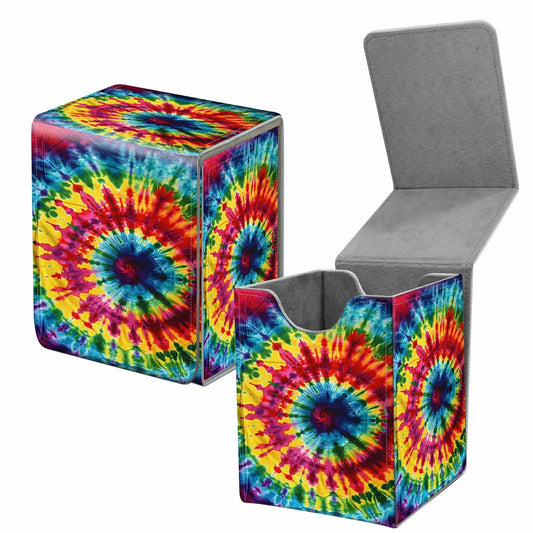 BREIDMKFM Card Deck Box for Trading Cards, MTG Commander Deck Box Fits 100+ Single Sleeved Cards, Leather Magnetic Card Storage Box for YuGiOh TCG CCG Cards, Rainbow Pattern