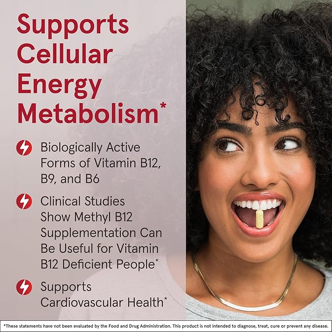 Jarrow Formulas Ultra Strength Methyl B-12 5000 mcg & Methyl Folate 800 mcg + P-5-P, Dietary Supplement for Cellular Energy Metabolism and Cardiovascular Support, 60 Chewable Tablets, 60 Day Supply