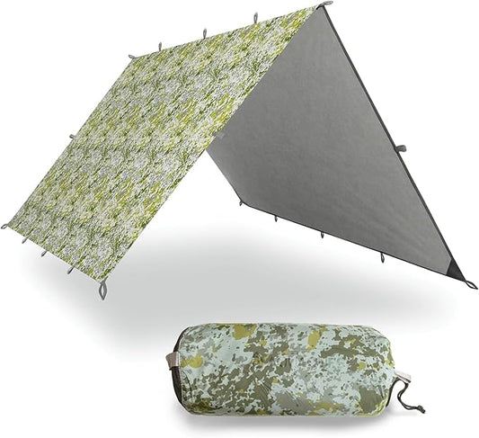 AquaQuest Safari Camping Tarp - Lightweight Durable Rain Fly - Waterproof Camping Essentials for Hiking, Backpacking & Hammock, 20 x 13 ft, Boulder Camo