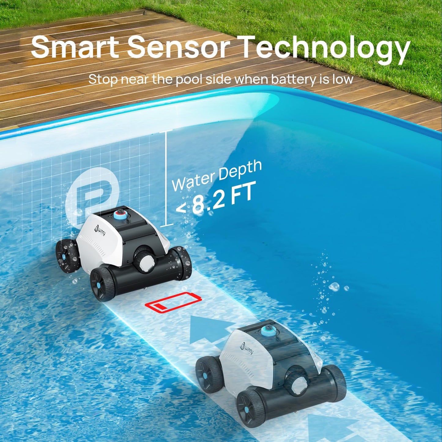 Cordless Robotic Pool Vacuum, Above Ground Pool Vacuum,Powerful Suction&130mins Running Time,6600mAh Battery, Ideal for Flat Above Pools Up to 1300 Sq.ft