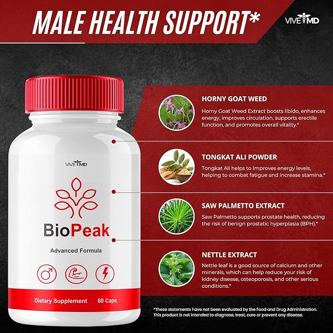 BioPeak Capsules, Bio Peak Advance Formula, BioPeak All Natural Supplement - Biopeak Pills for Maximum Strength, Bio Peak Support Pills Reviews (5 Pack)