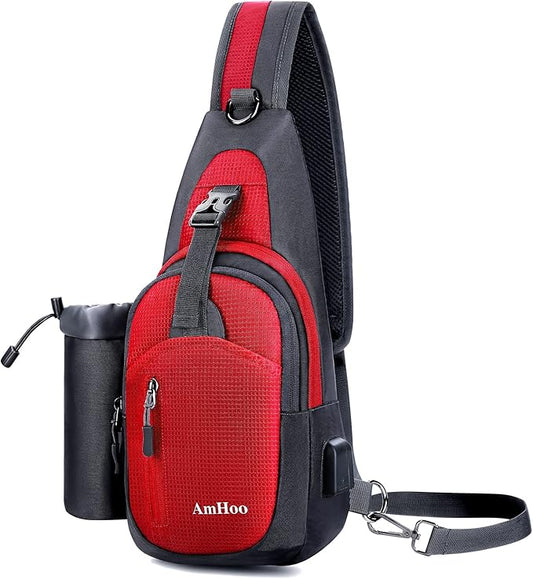 AmHoo Sling Backpack Chest Shoudler Crossbody Bag Water Resistant Hiking Daypack