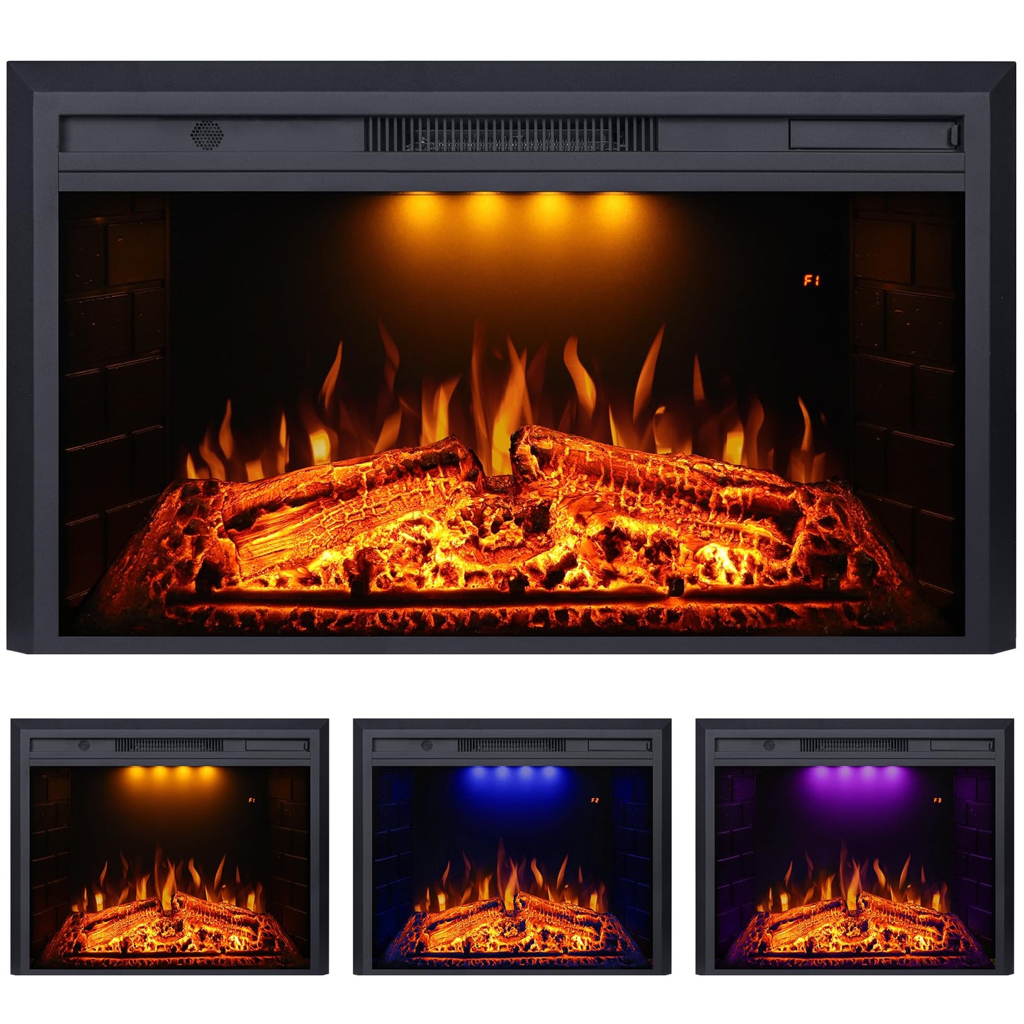 Valuxhome Electric Fireplace, Fireplace Insert with Overheating Protection, 36 Inches Wide 21 Inches High with Fire Crackling Sound, Remote Control, 750/1500W, Black