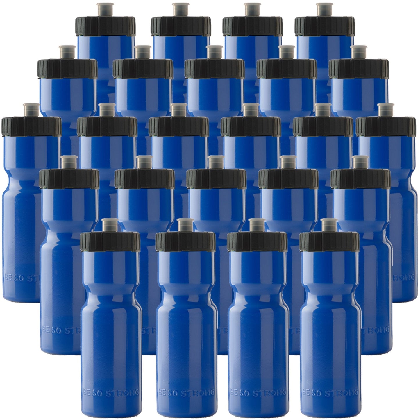 50 Strong Bulk Water Bottles | 24 Pack Sports Bottle | 22 oz. BPA-Free Easy Open with Pull Top Cap | Made in USA | Reusable Plastic Water Bottles for Adults & Kids | Top Rack Dishwasher Safe