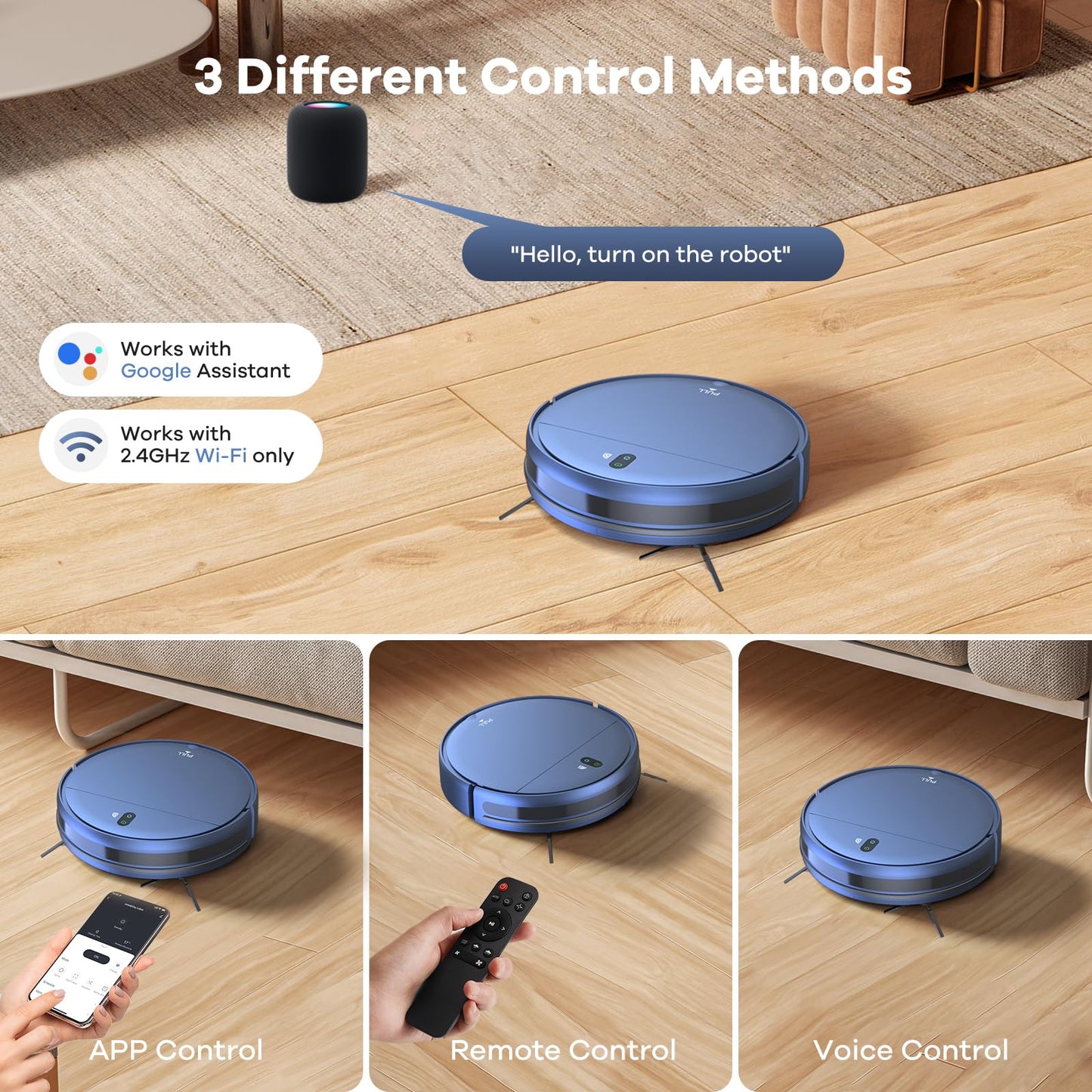 ZCWA Robot Vacuum and Mop Combo,2.4GHz WiFi/APP Aspiradora Robot,4 Cleaning Mode Automatic Vacuum Robot,Self-Charging Robotic Vacuums for Pet Hair