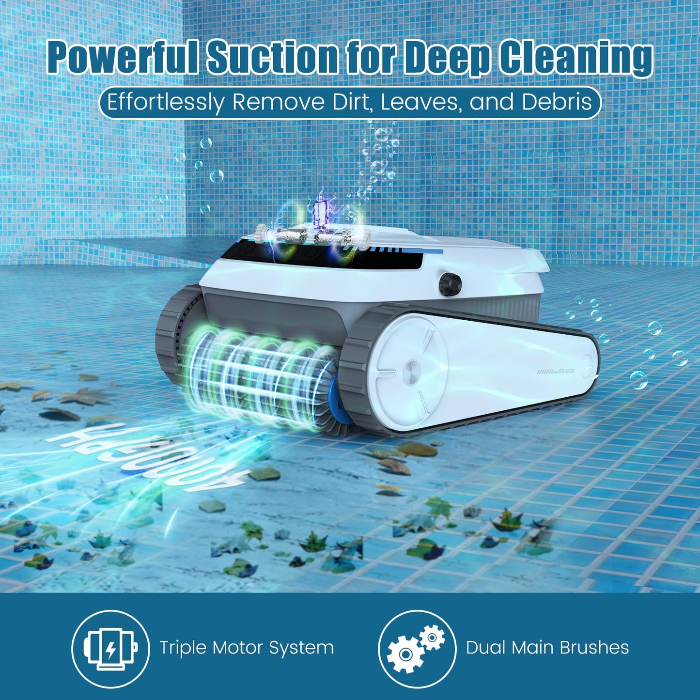 BOTLUXE Pool Vacuum for Inground Pools and Above Ground Pools, Wall Climbing Pool Cleaner Robot, 45000 Pa Power, Smart Navigation, Ideal Pool Vacuum Robot for Wall, Waterline, Floor.