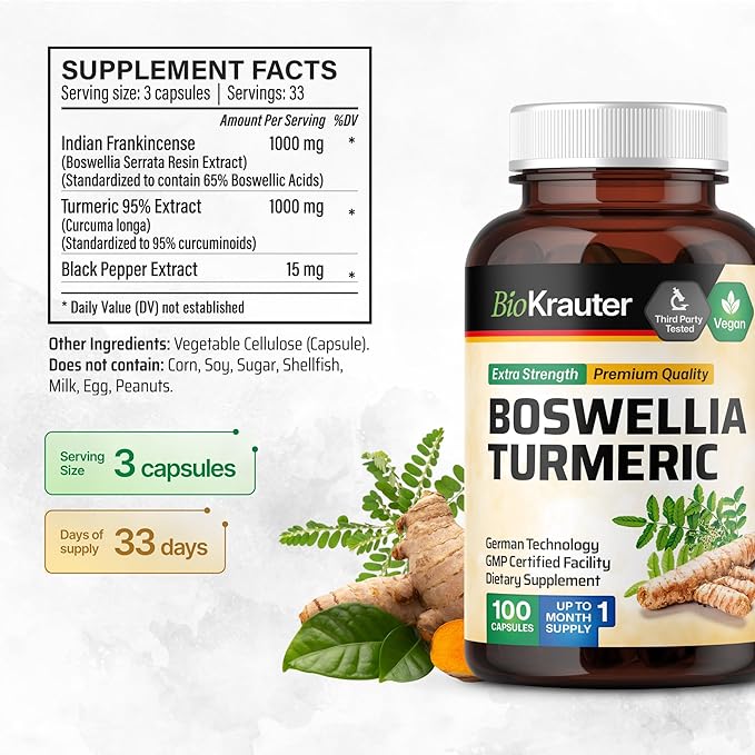 Boswellia Turmeric 100 Capsules & Turmeric Ginger Tincture 2 Fl. Oz.