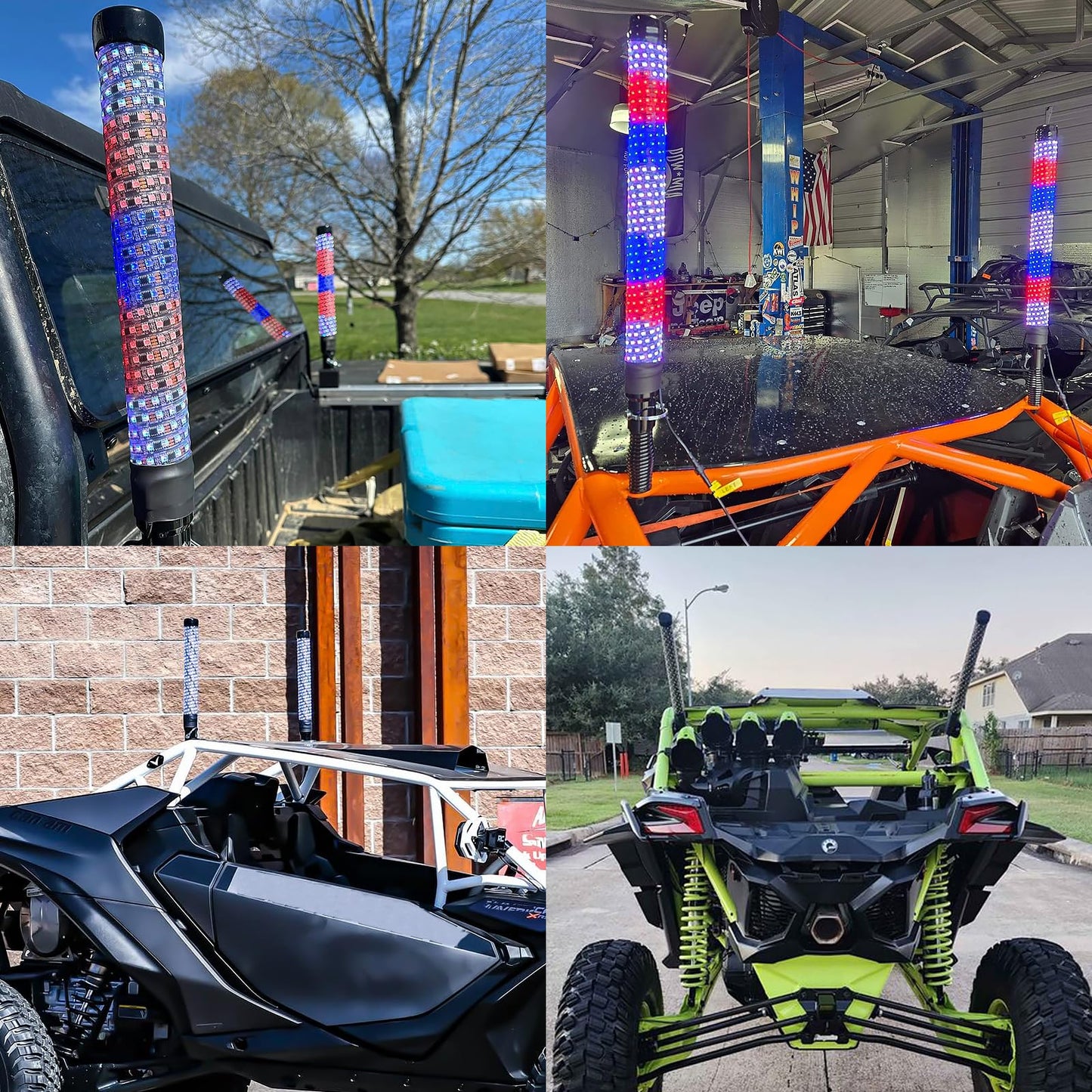 DREAMOTOR Whip Lights, 2Pcs 3FT Fat Spiral RGB LED Whip Lights for Side by Side with Wireless Remote and APP Control, RGB Chasing Lighted Antenna Whips for UTV ATV Truck Polaris Dune Buggy RZR Can-Am