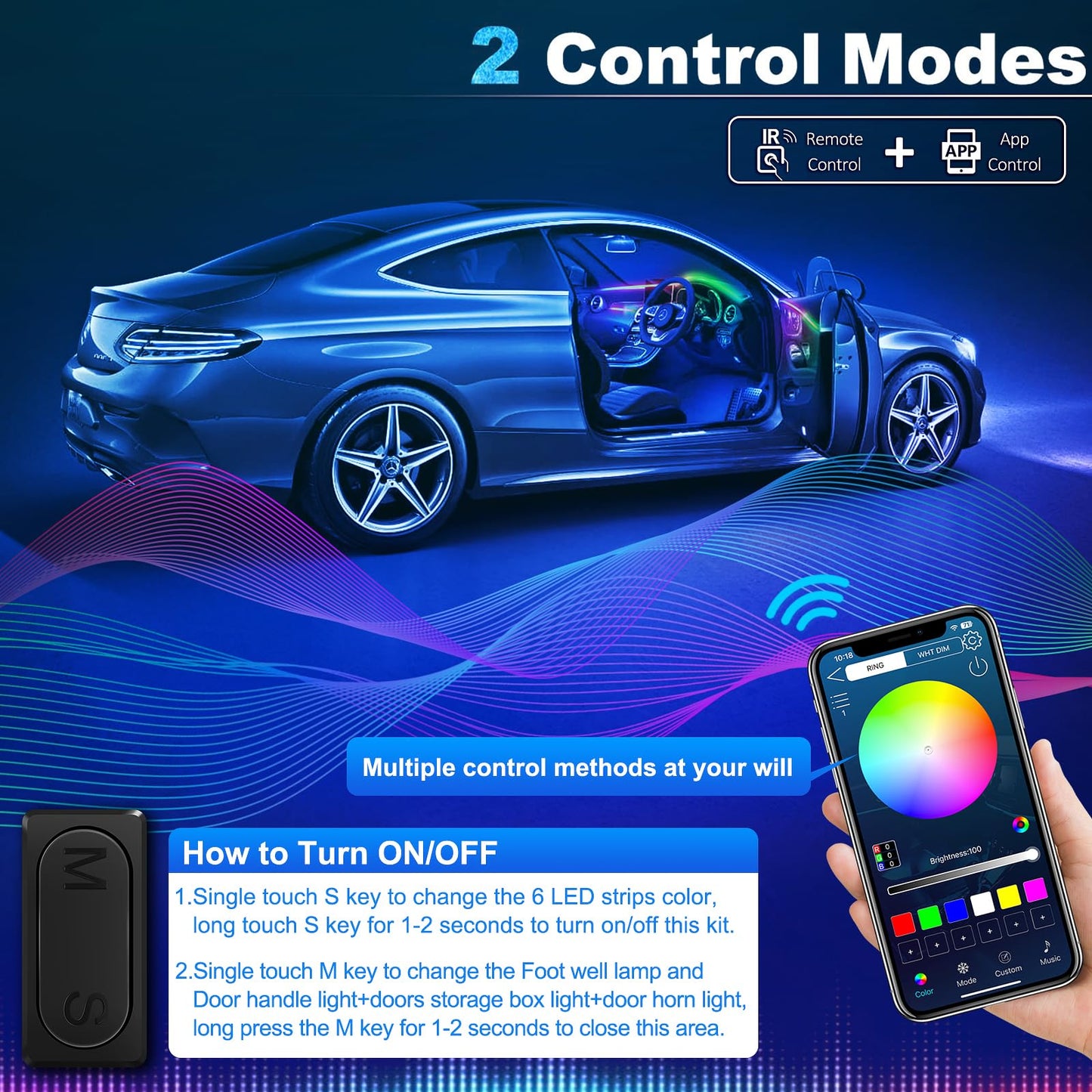 Dreamcolor Acrylic Interior Car LED Strip Light with Wireless APP, RGB 22 in 1 with 175 inches 612 LEDs Fiber Optic Strip Lights for Car, Dual Zone Music Sync Neon Ambient Lighting Kits