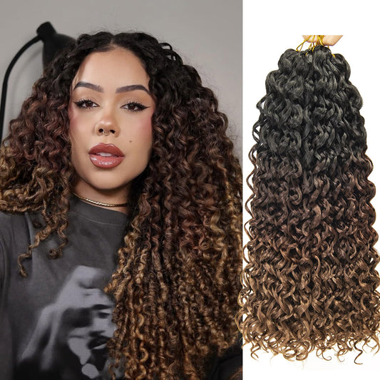 8 Packs Curly Crochet Hair GoGo Curl Crochet hair for Women Deep Wave Braiding hair,Synthetic Bohemian Crochet Braid Water Wave Crochet hair Extensions (C16, 18inch)