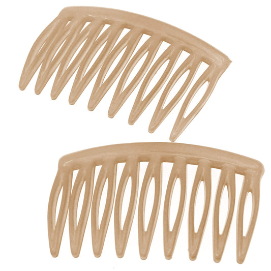 Camila Paris CP3109 French Hair Side Comb, Small, Curved Beige French Twist Hair Combs Decorative, Strong Hold Hair Clips for Women Bun Chignon Up-Do Styling Girls Hair Accessories, Made in France