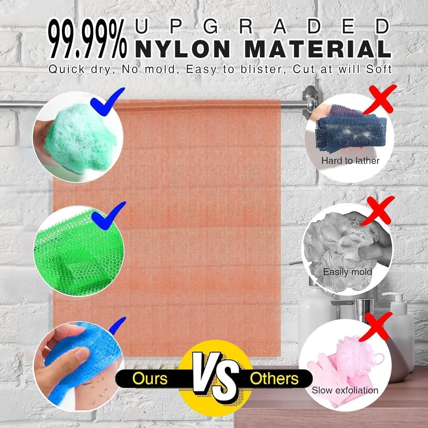 3-Piece African Exfoliating Net Bath Sponge Set | Skin Smoother | Daily Use