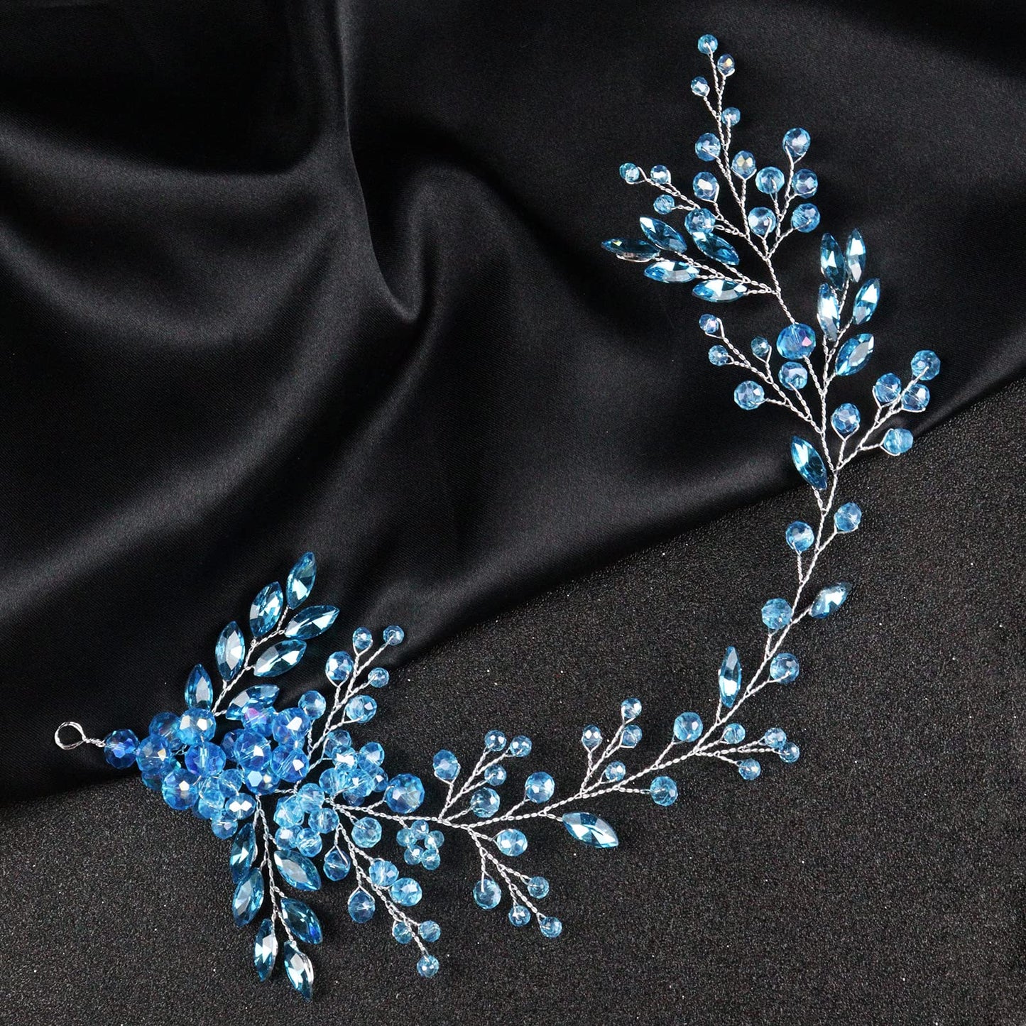 Brihasory Blue Wedding Hair Accessories For Brides Handmade Rhinestone Headband Women Tiaras For Girls Bridesmaid Gifts Party Ha