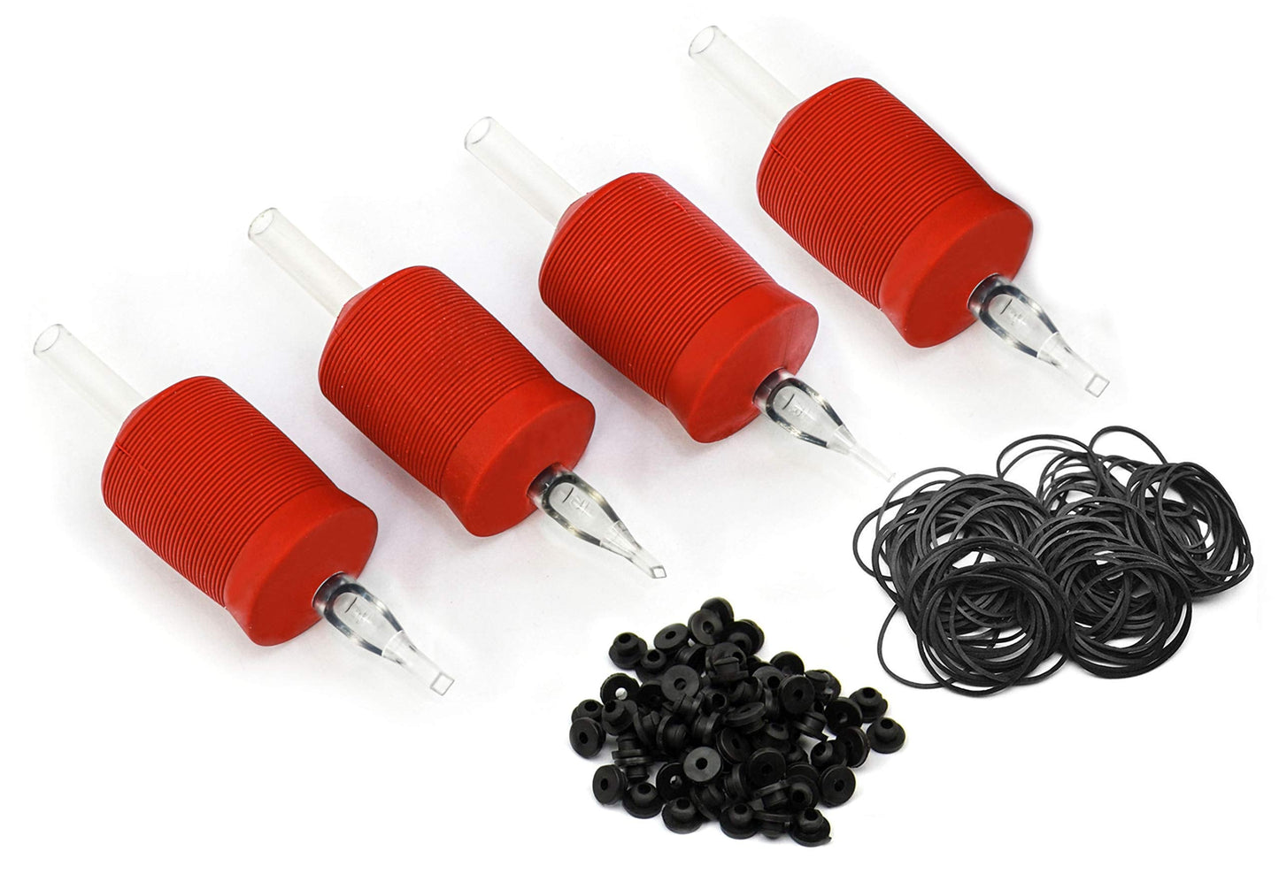 BEZTAT 30mm (6/5" Inch) Ultra Premium Clear Disposable Tubes w/Red Soft Silicone Grip- 15 Pack, Closed Flat Tip (13FT)