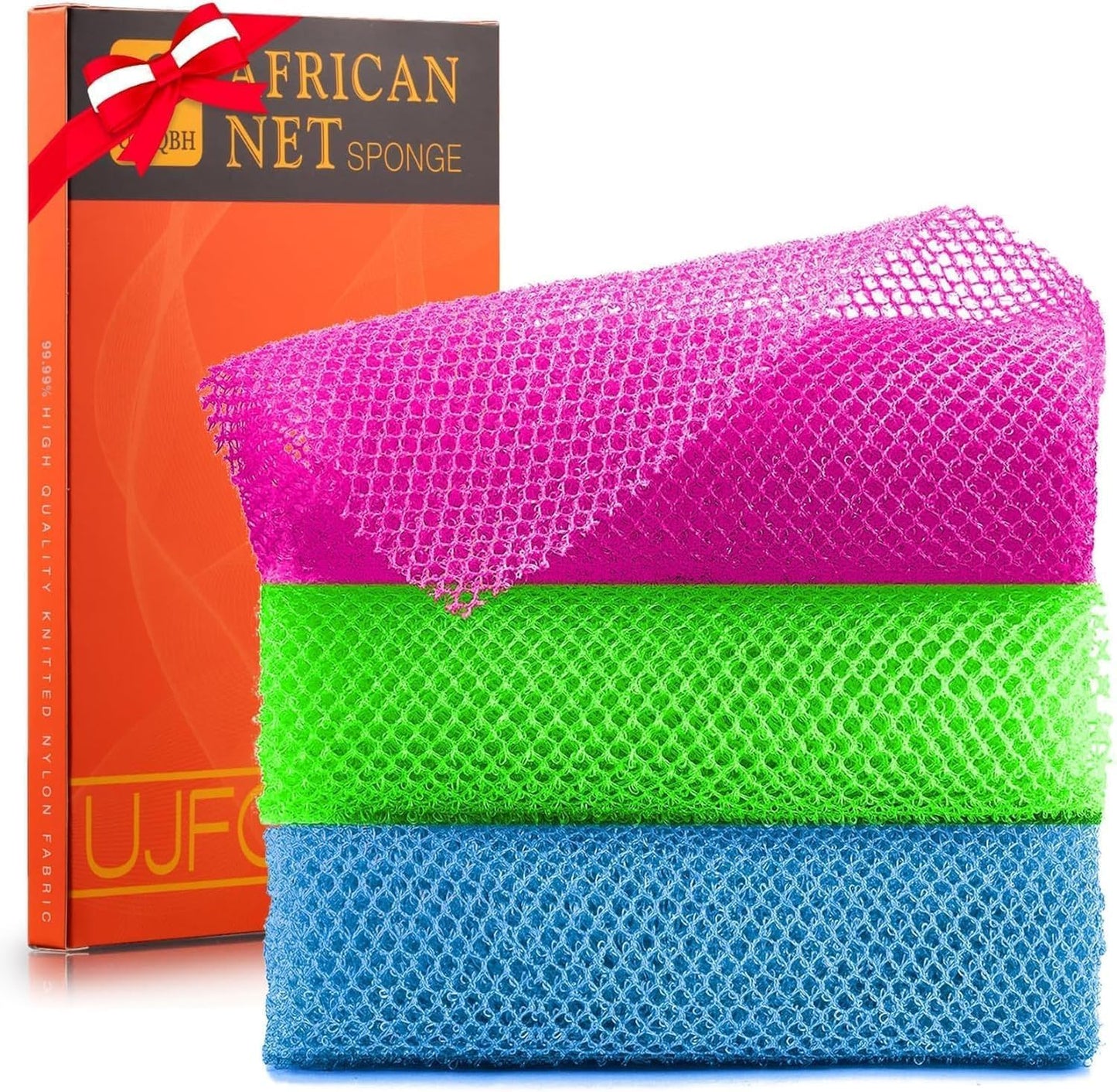 3-Piece African Exfoliating Net Bath Sponge Set | Skin Smoother | Daily Use
