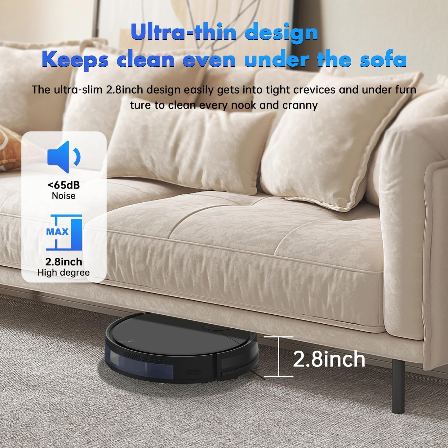 ATTELL Robot Vacuum and Mop Combo,3000Pa Max Suction,120 Mins Runtime,2 in 1 Mopping Robot Vacuum Cleaner,Wi-Fi/App/Remote,Self-Charging,for Pet Hair,Hard Floors and Low Pile Carpet,Black