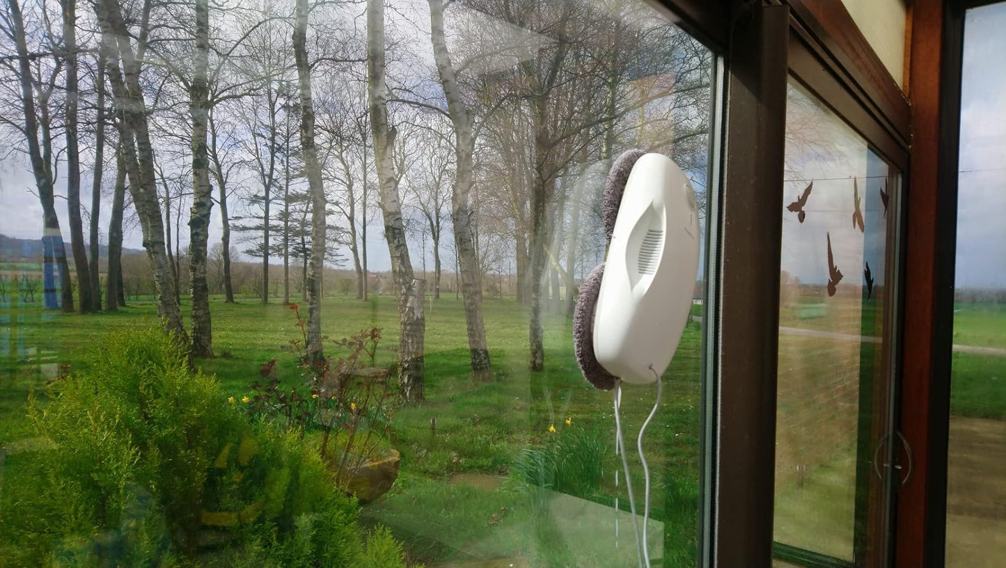 Tosima W3 Window Cleaning Robot - Dual Direction Auto-Spray Smart Window Cleaner with Triple Safety System, Smart Navigation, Remote Control, for All Smooth Surfaces, with 12 Rags, White