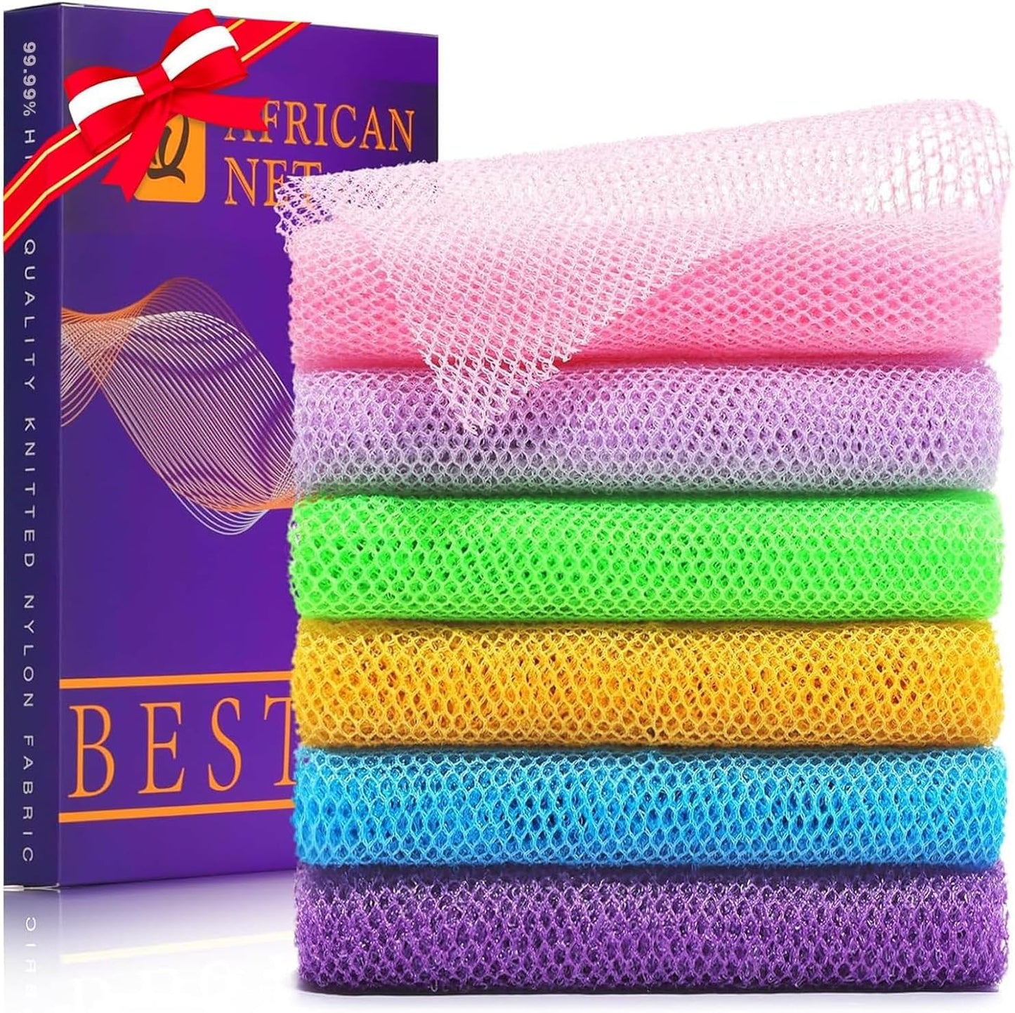 3-Piece African Exfoliating Net Bath Sponge Set | Skin Smoother | Daily Use