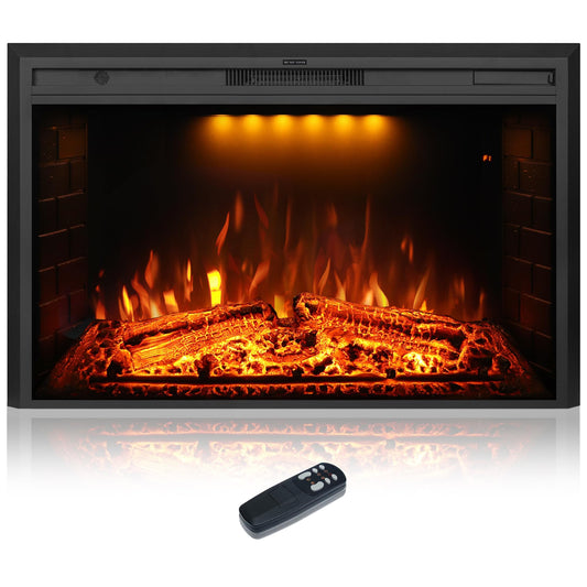 Dreamflame 50 inch Electric Fireplace, Wall Fireplace Electric with Remote Control, Realistic Log and Crackling Sound, Overheating Protection and Timer, 750/1500W Black