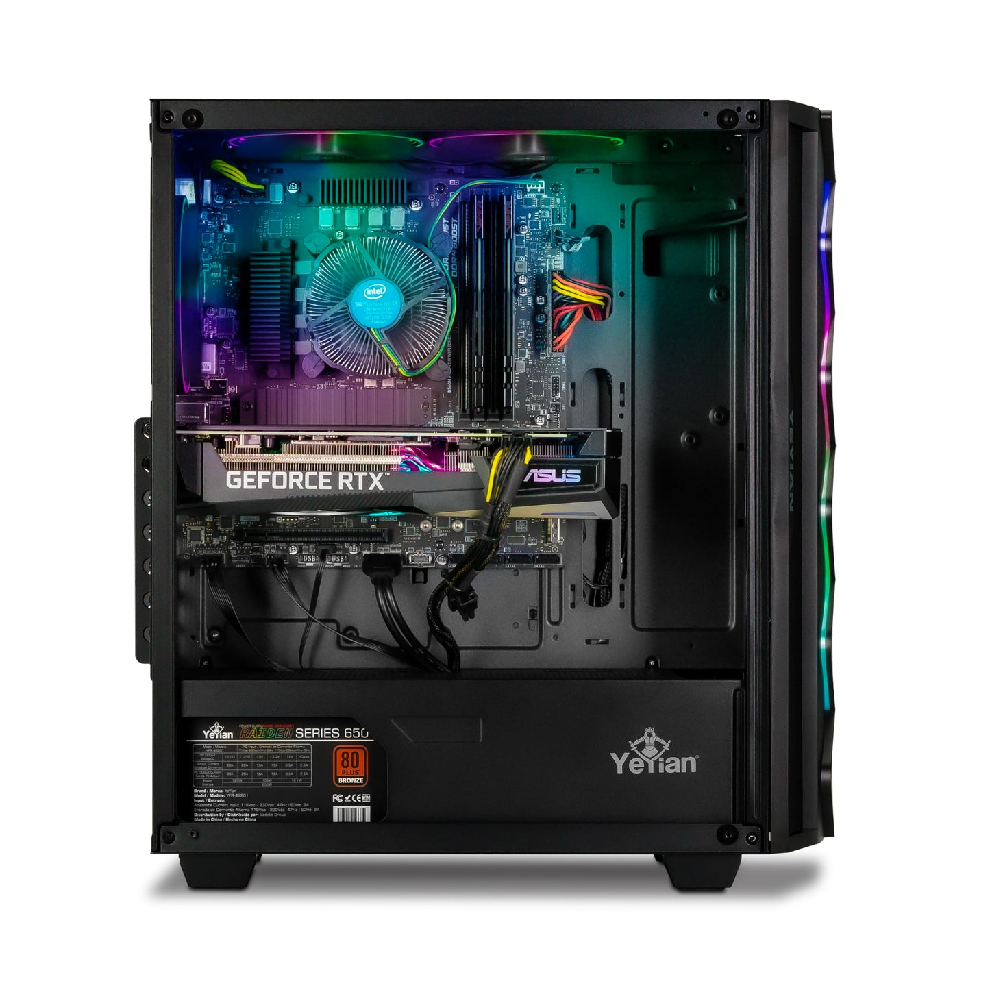 YEYIAN Shoge Gaming Computer - Intel 11th Gen i5-11400F 4.4 GHz, GeForce RTX 3060 Ti Gaming PC Desktop, 512GB NVMe SSD, 16GB DDR4 3200MHz RAM, Stock Fan, Win 11 Home, WiFi 6, 650W PSU