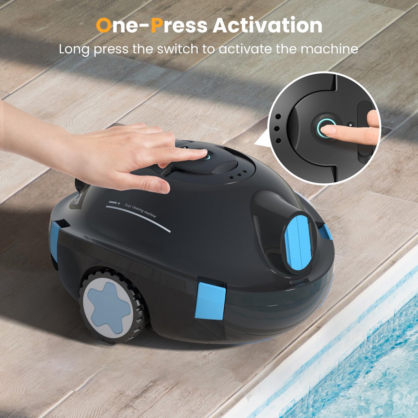 OUCAXIA Y10 Cordless Robotic Pool Cleaner Automatic Vacuum - 90 Mins Runtime, Powerful Suction, Self-Parking, Lightweight for Above/Inground Pools Up to 65ft/1100 Sq.Ft
