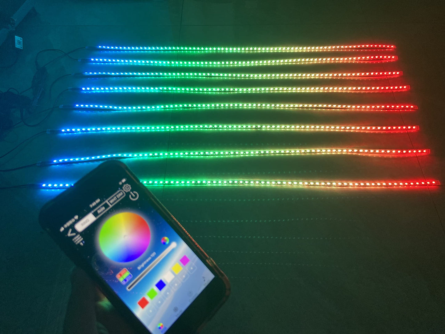 8PCS 6.5FT 2Meters 78" Dream Color Chasing Flow Series LED Strobe Flash Breath Strips Lights for Polaris Slingshot Golf Cart Ryker Spyder Lighting Kit Underglow Hood Lights Strips Bluetooth + Remote