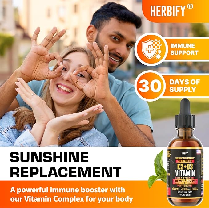 HERBIFY Bundle - K2 and D3 Drops & Lemon Balm Tincture - Bone Strength & Mood Boost