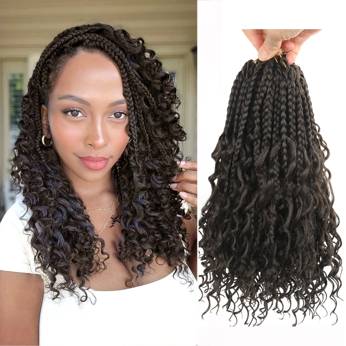 Goddess Box Braids Crochet Hair With Curly Ends 12 Inch Bohomian Box Braids Crochet Braids 8 Packs 3X Crochet Braids Synthetic Braiding Hair Extension for Black Women (12 Inch (Pack of 8), #4)…
