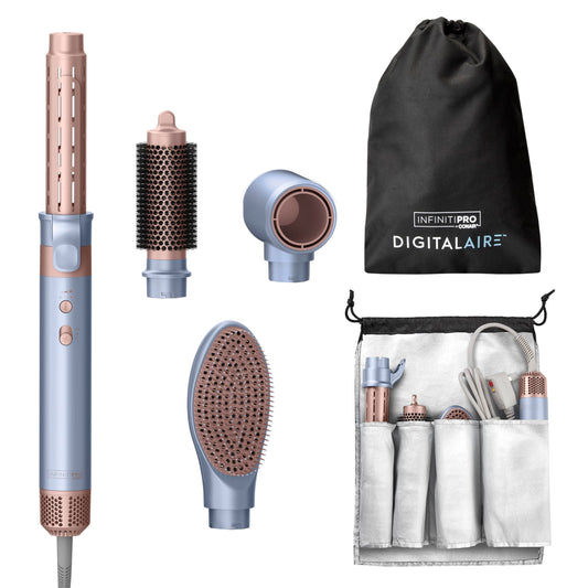 INFINITIPRO by CONAIR DigitalAIRE Multi Hair Styler, Air Styling System for Curls, Waves, Blowouts & Volume, 4 Attachments to Personalize Your Look Plus Storage Bag, Light Blue