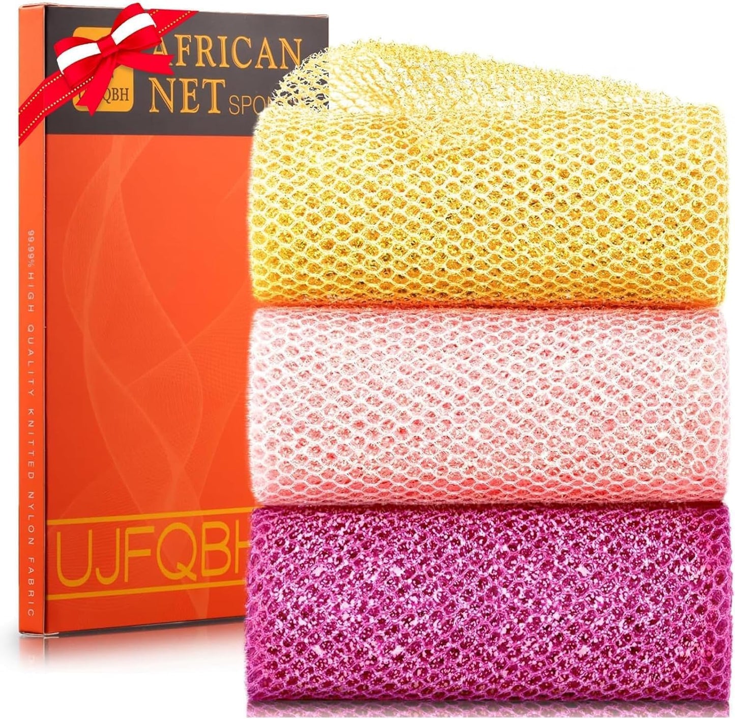 3-Piece African Exfoliating Net Bath Sponge Set | Skin Smoother | Daily Use