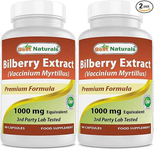 Best Naturals Bilberry 1000 Mg 90 Capsules (90 Count (Pack of 2))