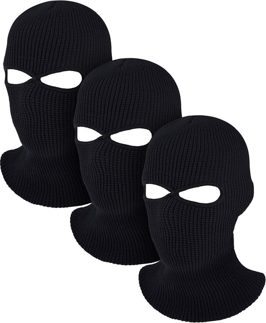 3 Pack 2 Hole Ski Masks Winter Knitted Ski Masks Balaclava Warm Full Face Windproof for Men Women Sports Outdoor