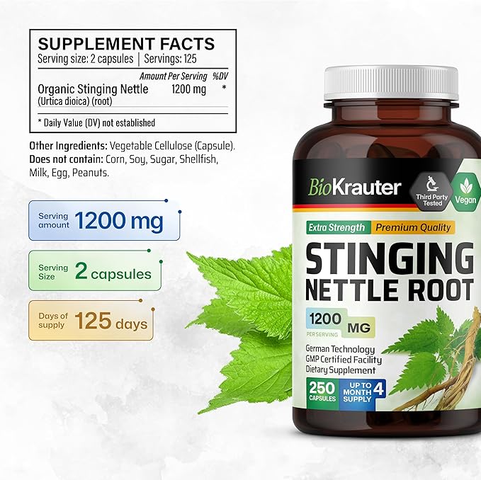 BIO KRAUTER Cats Claw Tincture 4 Fl. Oz. & Stinging Nettle 250 Capsules