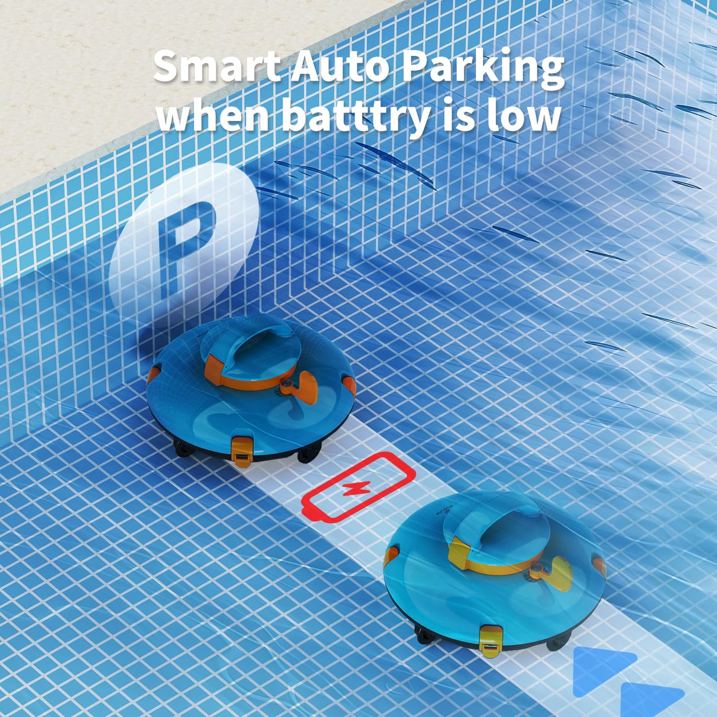 LVKE L1 Cordless Robotic Pool Cleaner, Ideal for Above Ground Flat Pools up to 38 Feet, Green