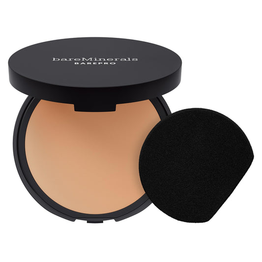 bareMinerals Barepro 24HR Skin-Perfecting Powder Foundation, Matte Pressed Powder Foundation Full Coverage with Plant-Based Squalene, Oil Control, Vegan - Light 20 Neutral