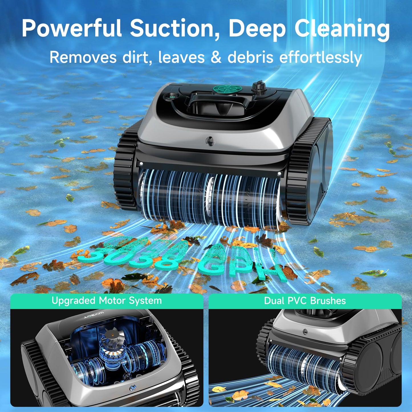 (2025 Upgrade) WYBOT OS7010C - C1 Pool Robot Vacuum, 4-in-1 Cordless Pool Cleaner 180min up to 1,614 Sq,ft, Smart APP Support, Auto Wall & Waterline Cleaning, WiFi & Bluetooth Connect